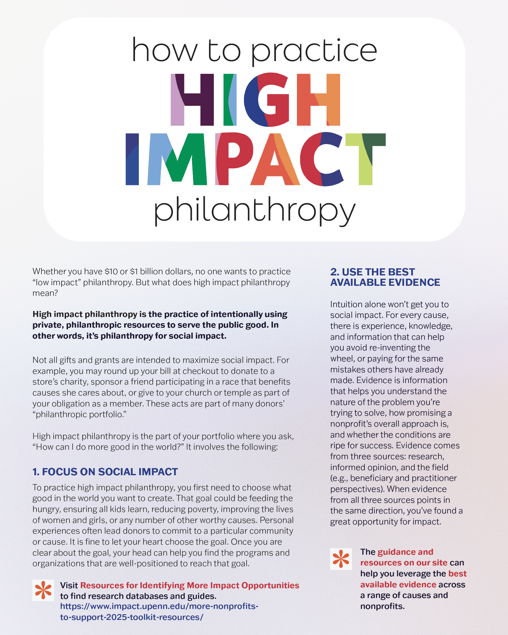 How to Practice High Impact Philanthropy